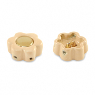 Perles tile fleur Beige abricot-dor&eacute;
