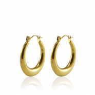 Boucles d'oreilles en acier Inox cr&eacute;oles 25mm Dor&eacute;