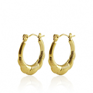Boucles d'oreilles en acier Inox cr&eacute;oles 20mm Dor&eacute;