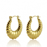 Boucles d'oreilles en acier Inox cr&eacute;oles 22mm Dor&eacute;