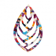 Pendentifs en r&eacute;sine feuille Confetti multicolore