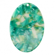 Pendentifs en r&eacute;sine ovale Turquoise-vert