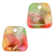 Pendentifs en r&eacute;sine trap&egrave;ze Rose-vert multicolore