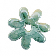 Perles en c&eacute;ramique DQ grecque fleur Vert vague oc&eacute;ane-marron