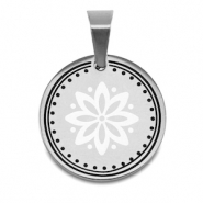 Breloques en acier Inox fleur Argent&eacute;