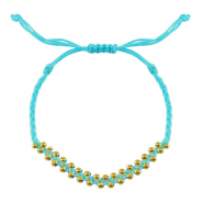 Bracelets tendance perles en acier inoxydable Bleu-dor&eacute;