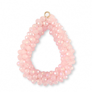 Boucles pendentifs facett&eacute;es goutte Rose clair