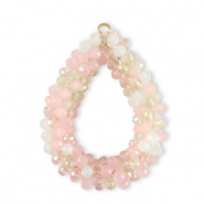 Boucles pendentifs facett&eacute;es goutte Multicolore cristal-rose
