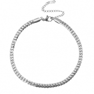 Chaines de cheville en acier Inox cha&icirc;ne maille serpentine Argent&eacute;
