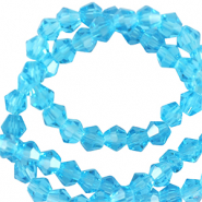 Perles &agrave; facettes bicone 6mm Bleu turquoise azure