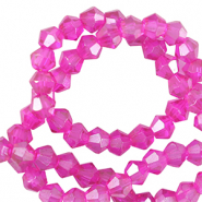 Perles &agrave; facettes bicone 4mm Rose n&eacute;on