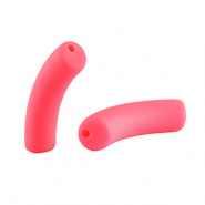 Perles tubes acryliques mat Rose n&eacute;on