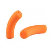 Perles tubes acryliques mat Orange n&eacute;on