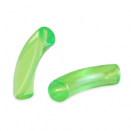 Perles tubes acryliques Vert p&eacute;ridot-AB coating