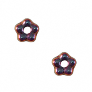 Perles tch&egrave;ques fleur 5mm Iris&eacute; fonc&eacute;