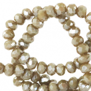 Perles &agrave; facettes 4x3mm disque Vert kaki-pearl shine coating