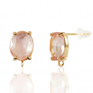 Boucles d&rsquo;oreilles / puces d&rsquo;oreilles en verre Crystal Glass avec anneau ovale P&ecirc;che-dor&eacute;