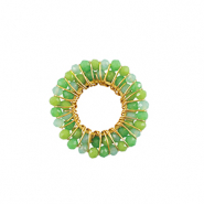 Breloques en acier Inox perles &agrave; facettes 26mm Vert-dor&eacute;
