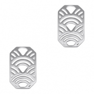 Breloques en acier Inox connecteur octogone arcs Argent&eacute;