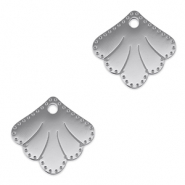 Breloques en acier Inox connecteur coquille Argent&eacute;
