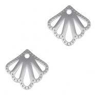 Breloques en acier Inox connecteur coquille Argent&eacute;