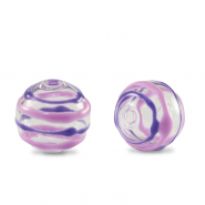 Perles en verre peintes &agrave; la main 14mm Transparent-violet lilas