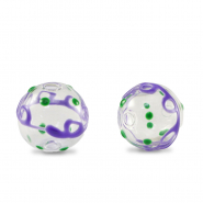 Perles en verre peintes &agrave; la main 14mm Transparent-violet vert
