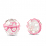 Perles en verre peintes &agrave; la main 14mm Transparent-rose blanc
