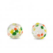Perles en verre peintes &agrave; la main 8mm Transparent-jaune orange