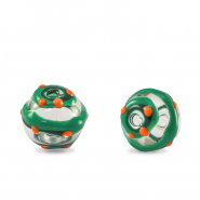 Perles en verre peintes &agrave; la main 8mm Transparent-vert orange
