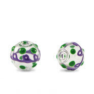 Perles en verre peintes &agrave; la main 8mm Transparent-violet vert