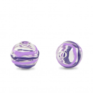 Perles en verre peintes &agrave; la main 8mm Transparent-violet lilas