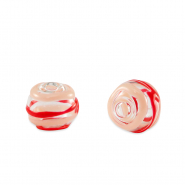 Perles en verre peintes &agrave; la main 8mm Transparent-rouge rose