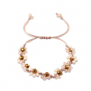 Bracelet perles &agrave; facettes fleur Rose multicolore-marron topaze