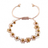 Cha&icirc;nes de cheville perles &agrave; facettes fleur Rose multicolore-transparent