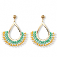 Boucles d&rsquo;oreilles facett&eacute;es goutte Dor&eacute;-multicolore