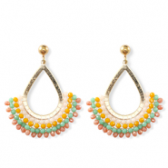 Boucles d&rsquo;oreilles facett&eacute;es goutte Dor&eacute;-multicolore