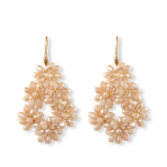 Boucles d&rsquo;oreilles facett&eacute;es goutte Dor&eacute;-beige latte