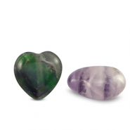 Pierres naturelles Fluorine  coeur Violet-vert blanc
