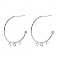 Boucles d'oreilles puces en acier Inox cr&eacute;oles Argent&eacute;