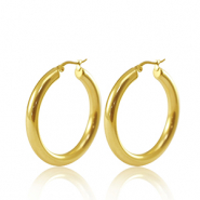 Boucles d'oreilles en acier Inox cr&eacute;oles 40mm Dor&eacute;