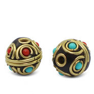 Perles boh&egrave;mes Turquoise-rouge dor&eacute; antique