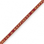 Ruban texte "happiness" Rouge bordeaux-dor&eacute;