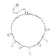 Bracelets en acier Inox perles Argenté-blanc nacré