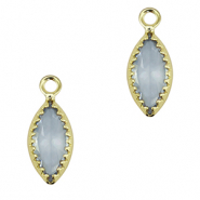 Pendentifs en verre Crystal Glass ovale Bleu gris-dor&eacute;