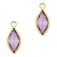 Pendentifs en verre Crystal Glass ovale Violet-dor&eacute;