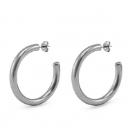 Boucles d'oreilles / puces en acier Inox cr&eacute;oles Argent&eacute;