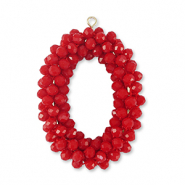 Boucles pendentifs facett&eacute;es ovale Rouge