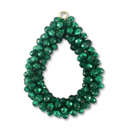 Boucles pendentifs facett&eacute;es goutte Vert fairway