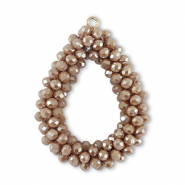 Boucles pendentifs facett&eacute;es goutte Marron Taupe